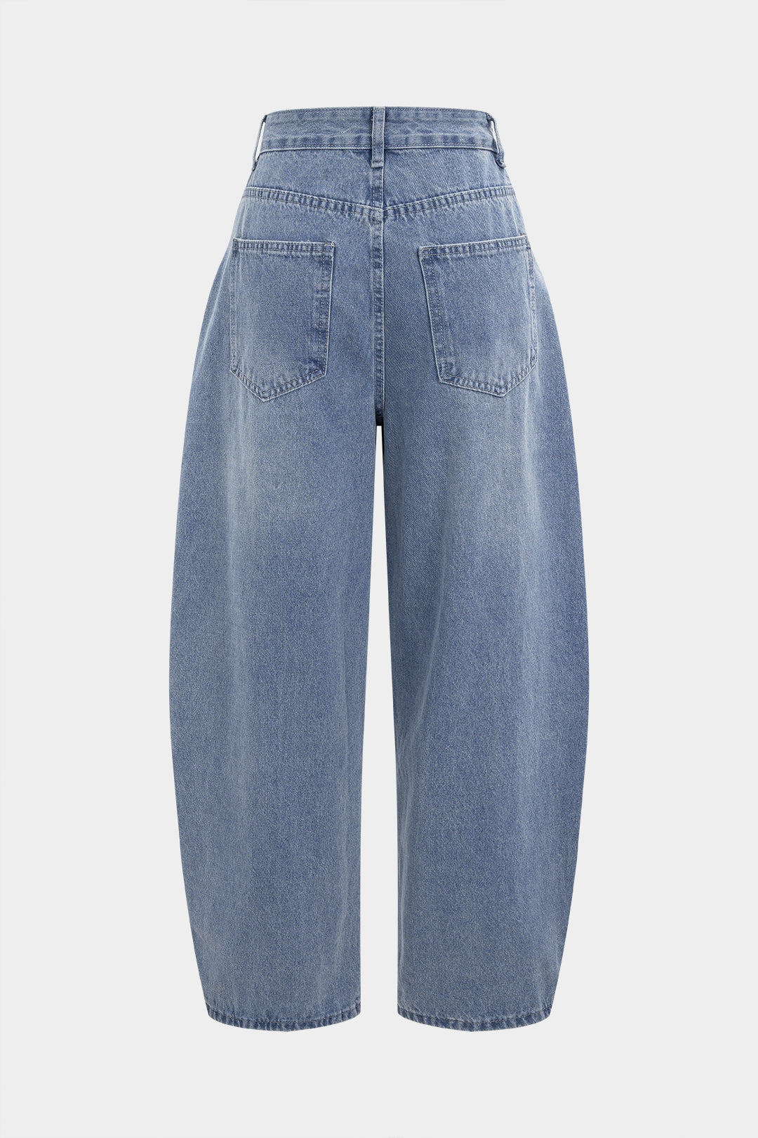 Jean Taille Haute Froncé avec Poches en Denim