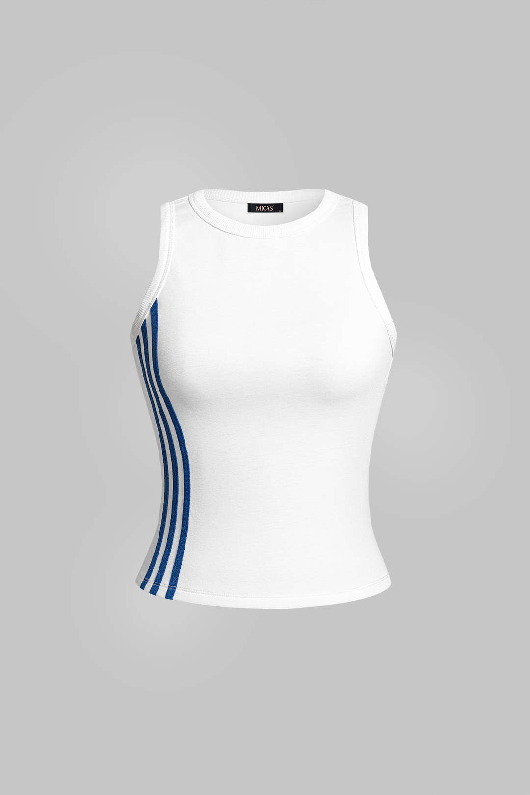 Gestreiftes Tanktop mit Kontraststreifen und Rundhalsausschnitt