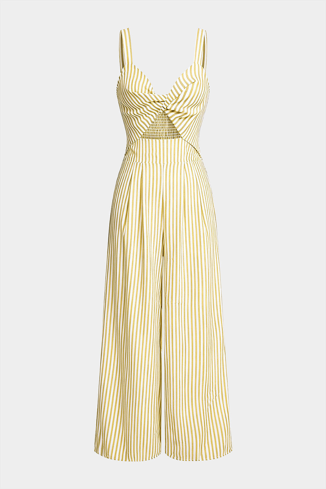 Gestreifter V-Ausschnitt Jumpsuit mit Twist-Knoten und Cut-Outs ohne Ärmel