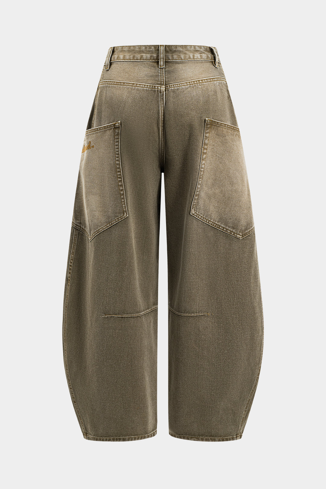 Denim Washed Wide Leg Barrel Jeans