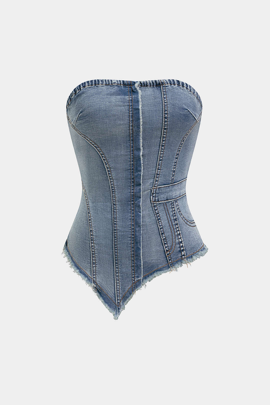 Jeansfransen-Tube-Top mit asymmetrischem Saum