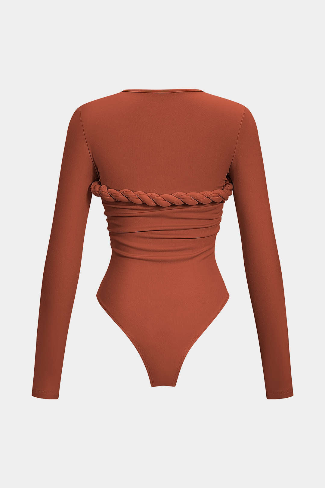 Twist Knot Ruched Long-Sleeve Bodysuit