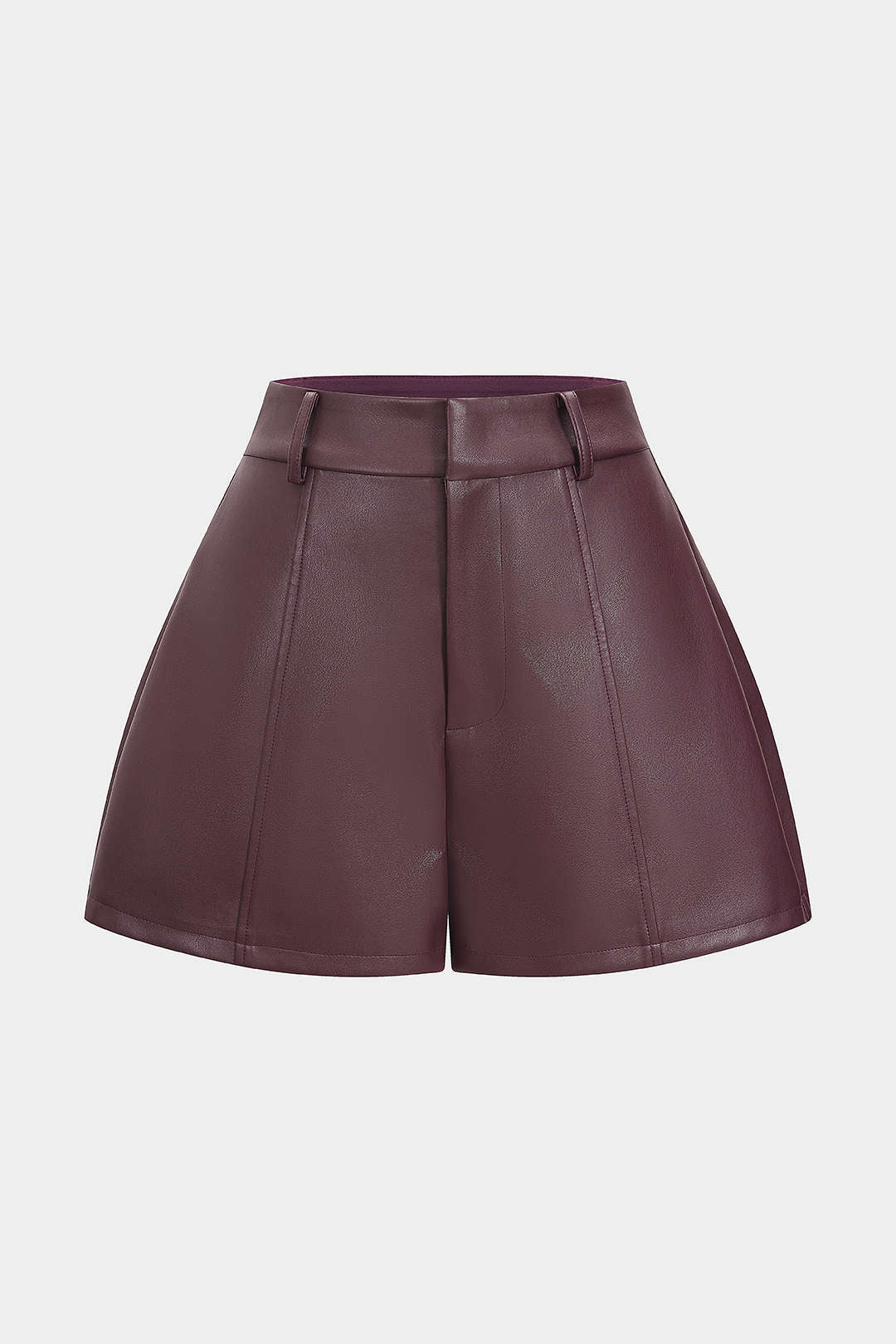 Shorts aus Kunstleder mit hoher Taille und weitem Bein