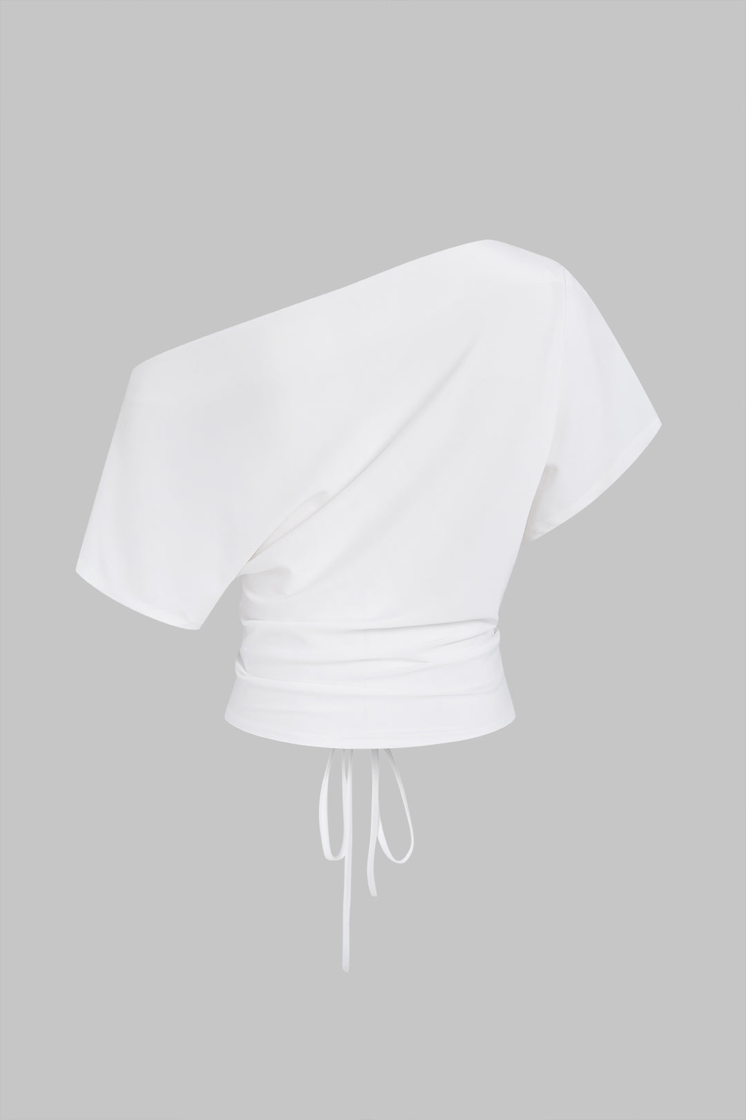 T-shirt court à une épaule et manches courtes à nouer