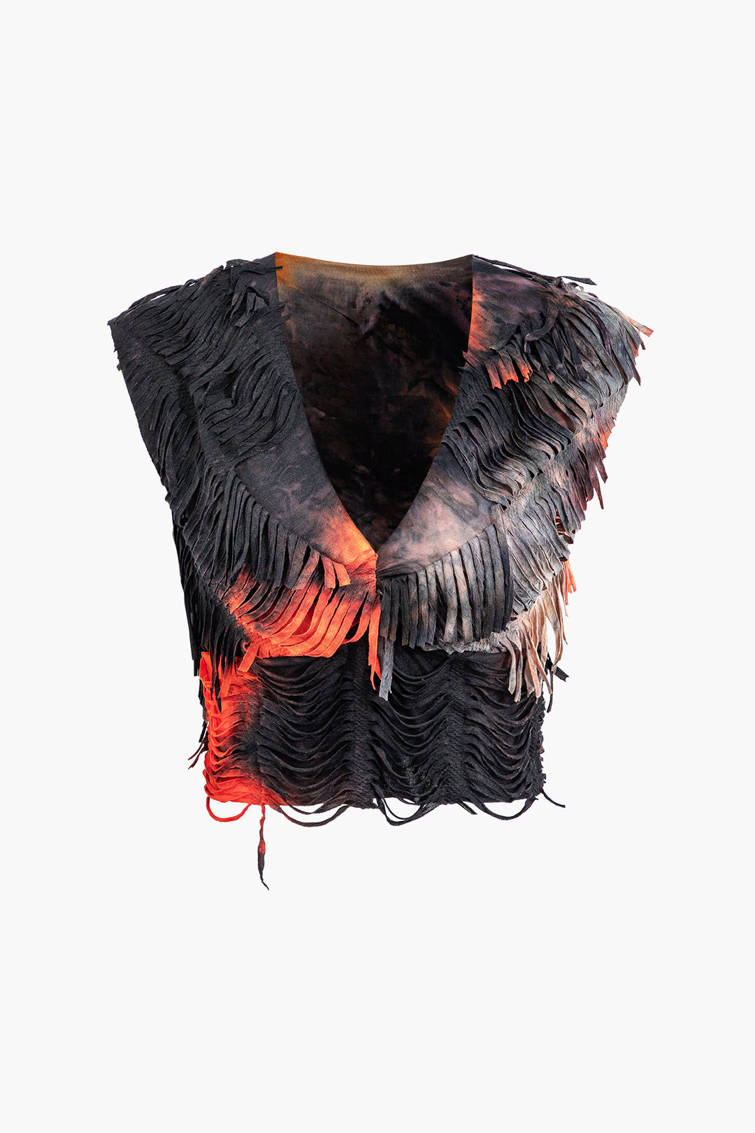 Ver distressed V-Ausschnitt Top mit kurzen Ärmeln und Maxirock mit Schlitz-Set