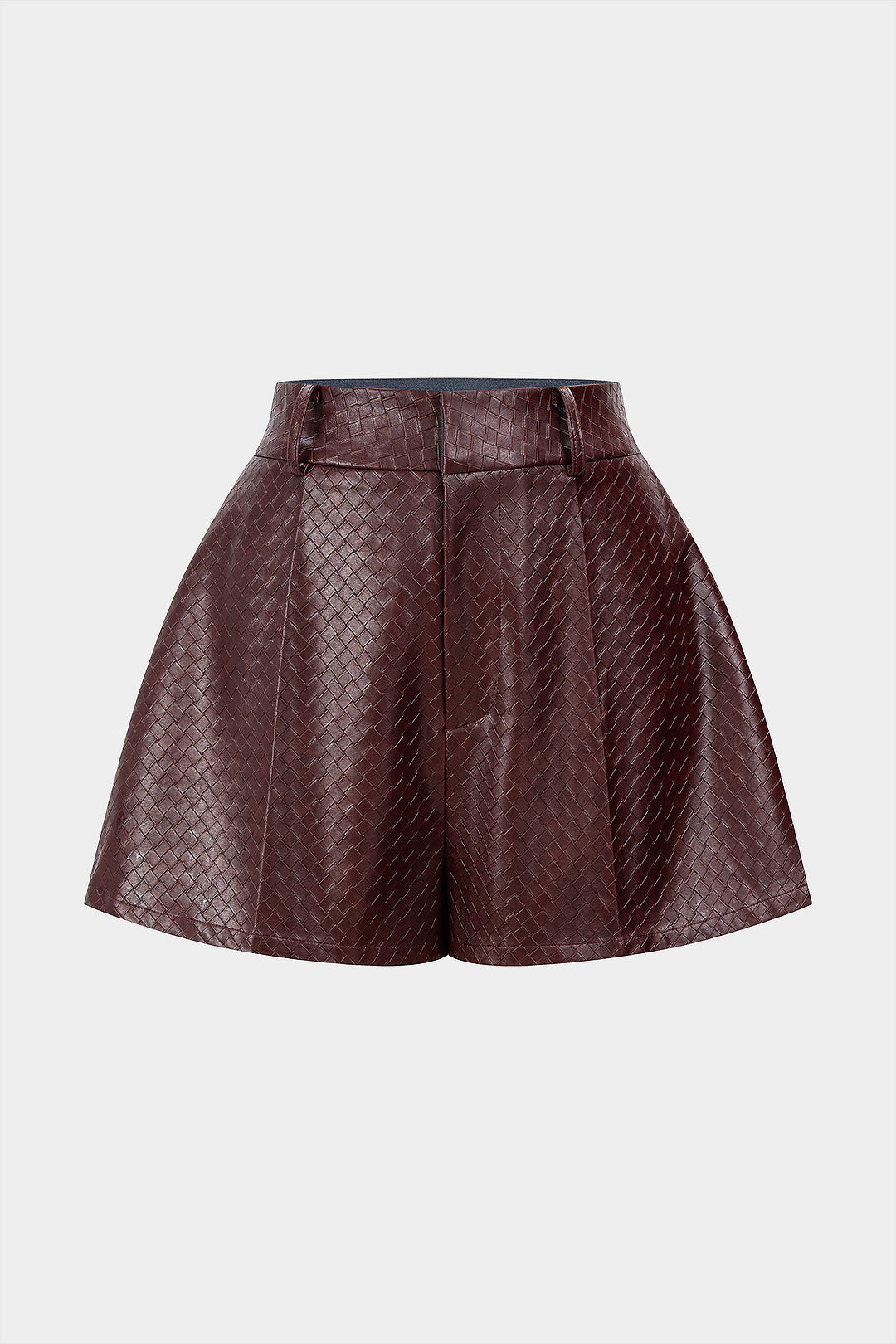Shorts aus Kunstleder mit Webmuster