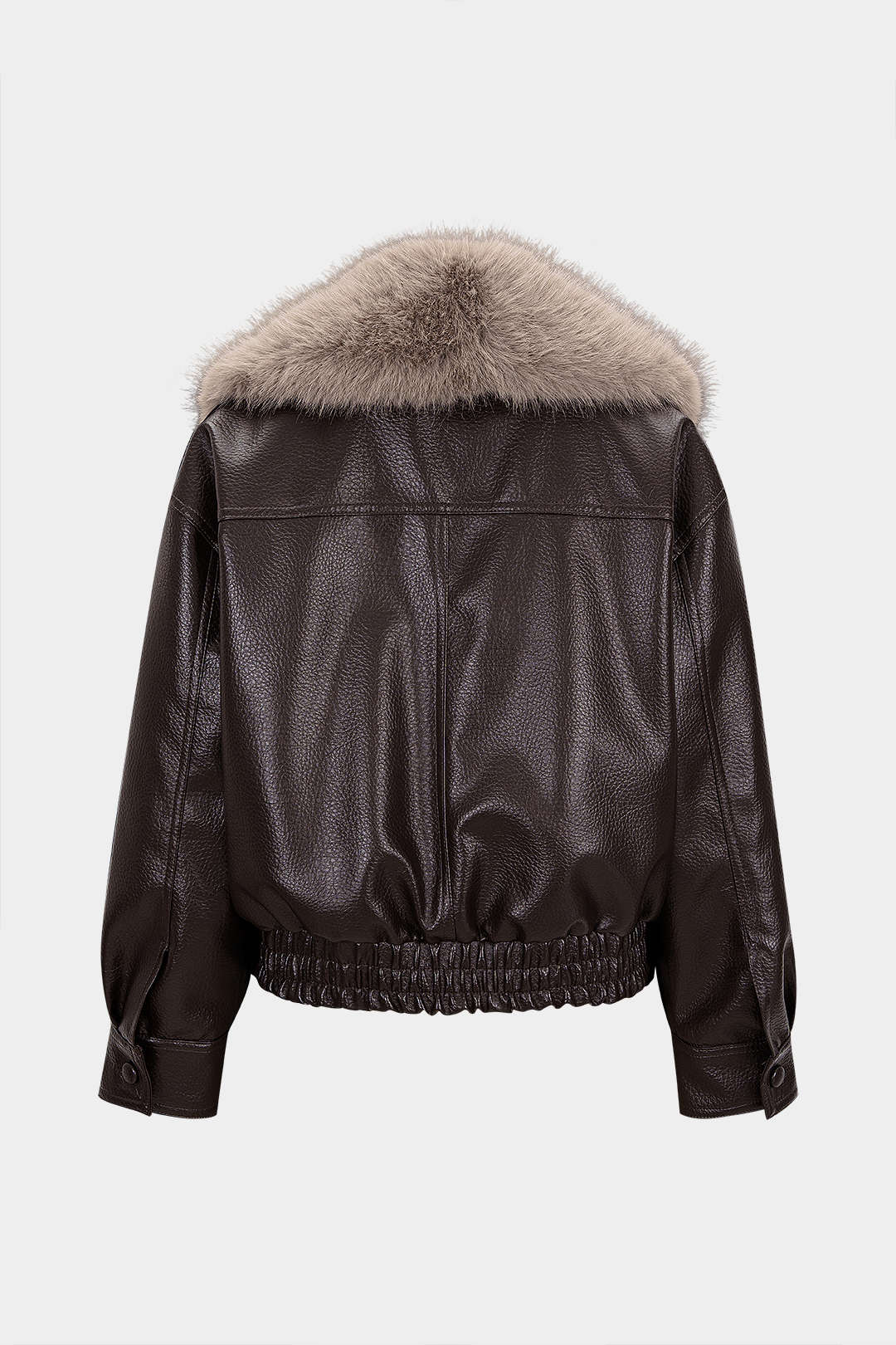 Blouson col V en similicuir avec col amovible