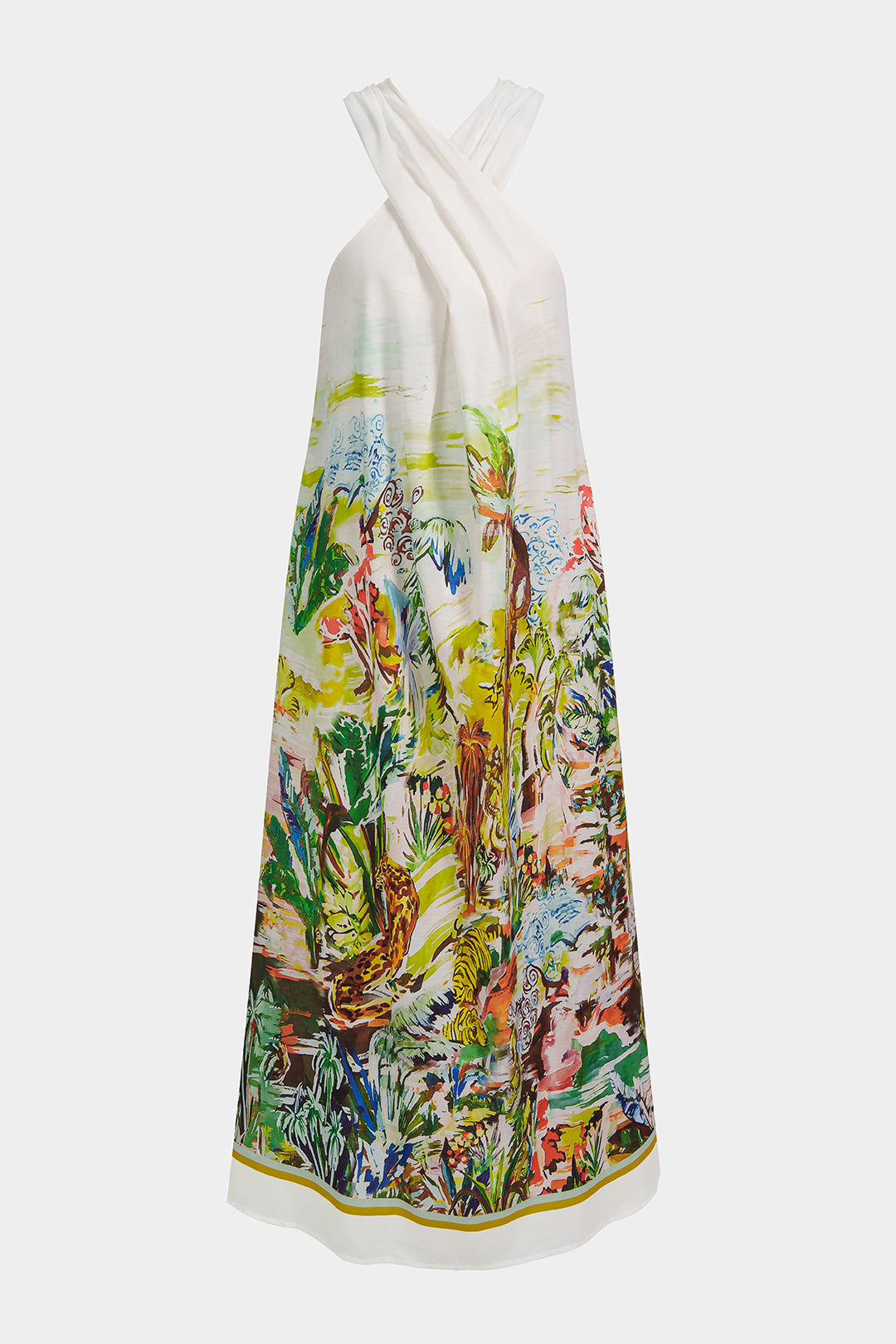 Maxikleid mit Blumenmuster, überkreuztem Neckholder und zum Binden, ärmellos