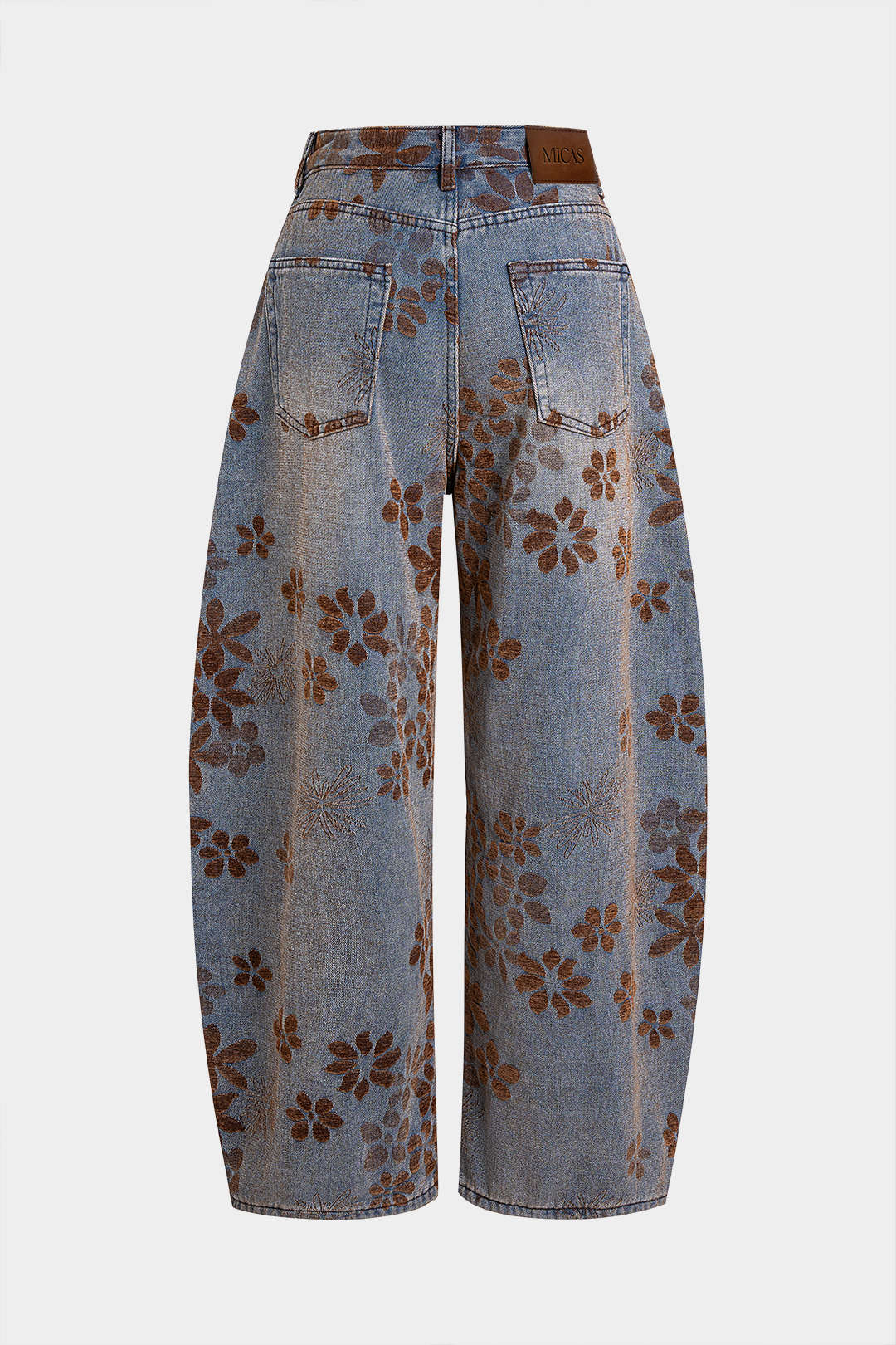 Jean taille haute à imprimé floral en denim avec poches