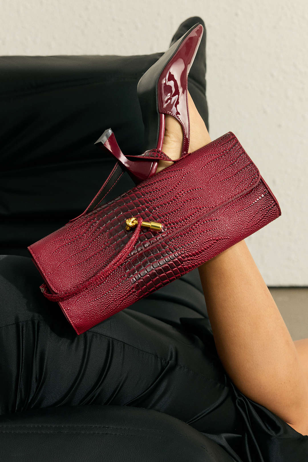 Krokodillederoptik Kunstleder Clutch Bag