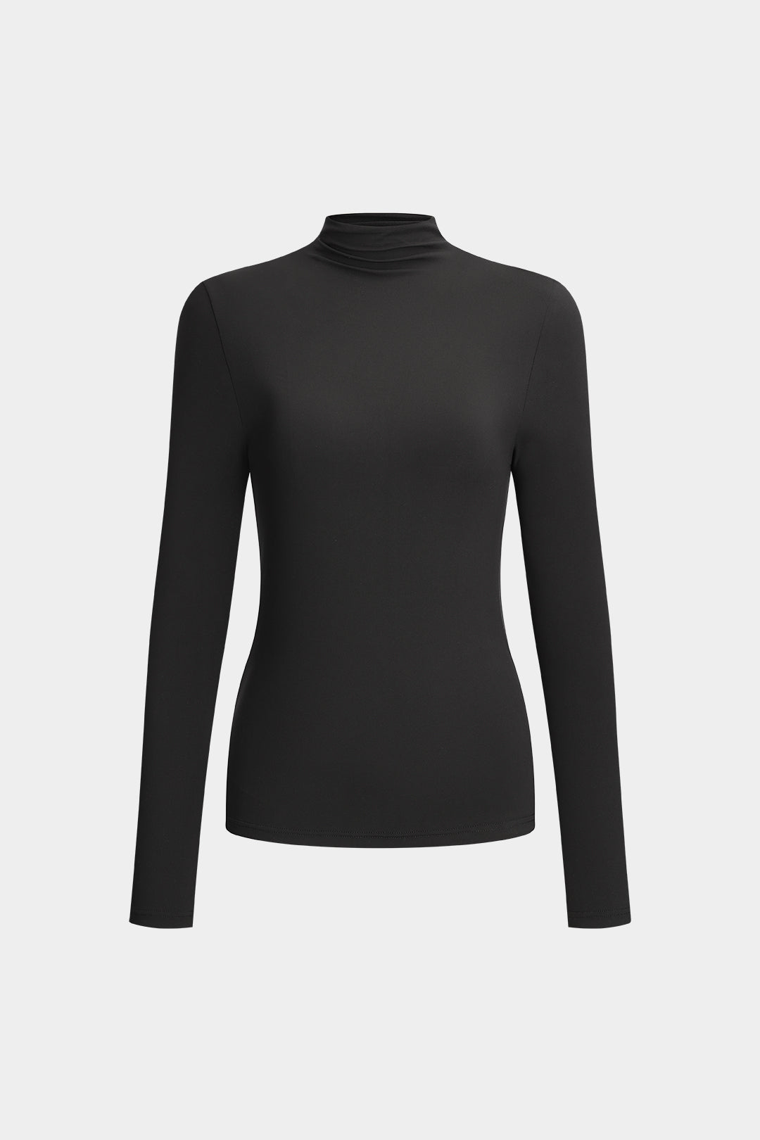 Ruched Mock Neck Long-Sleeve Top