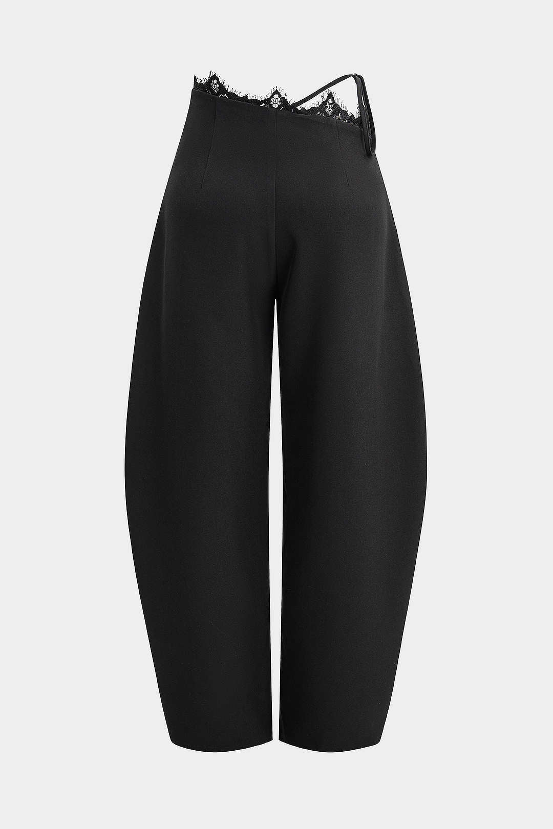 Lace Trim Tie Asymmetrical Wide Leg Pants