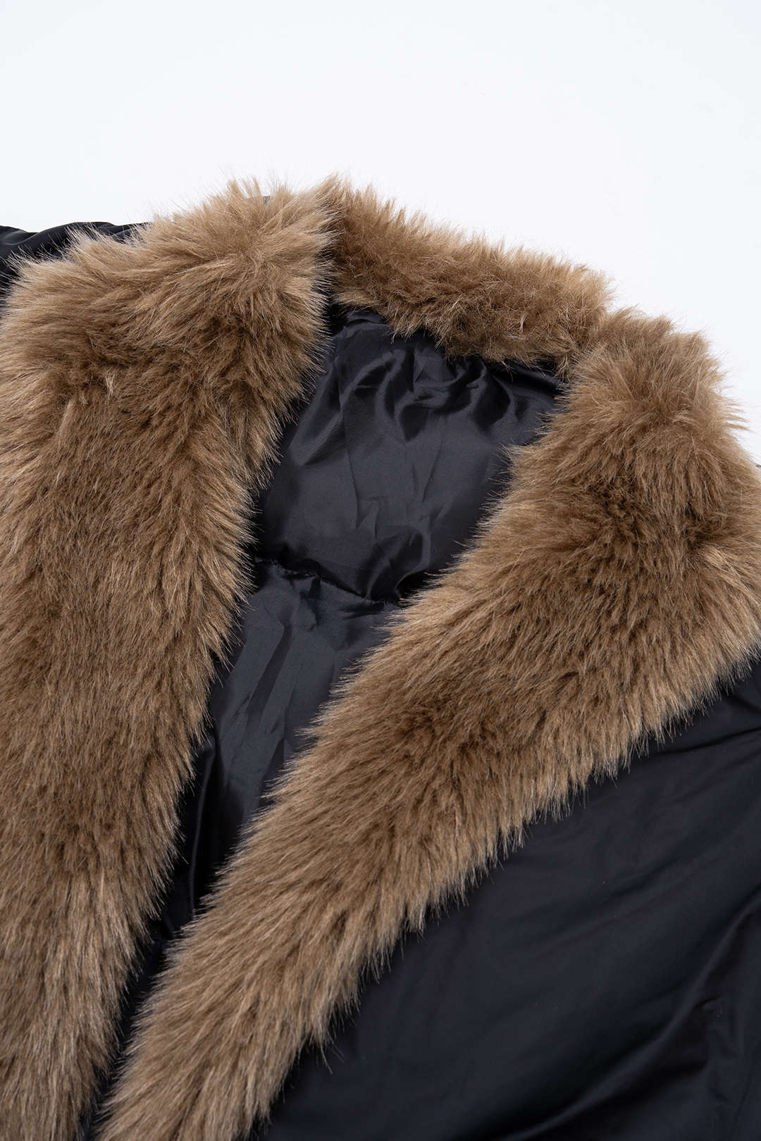 Faux Fur Collar Patchwork Puffer