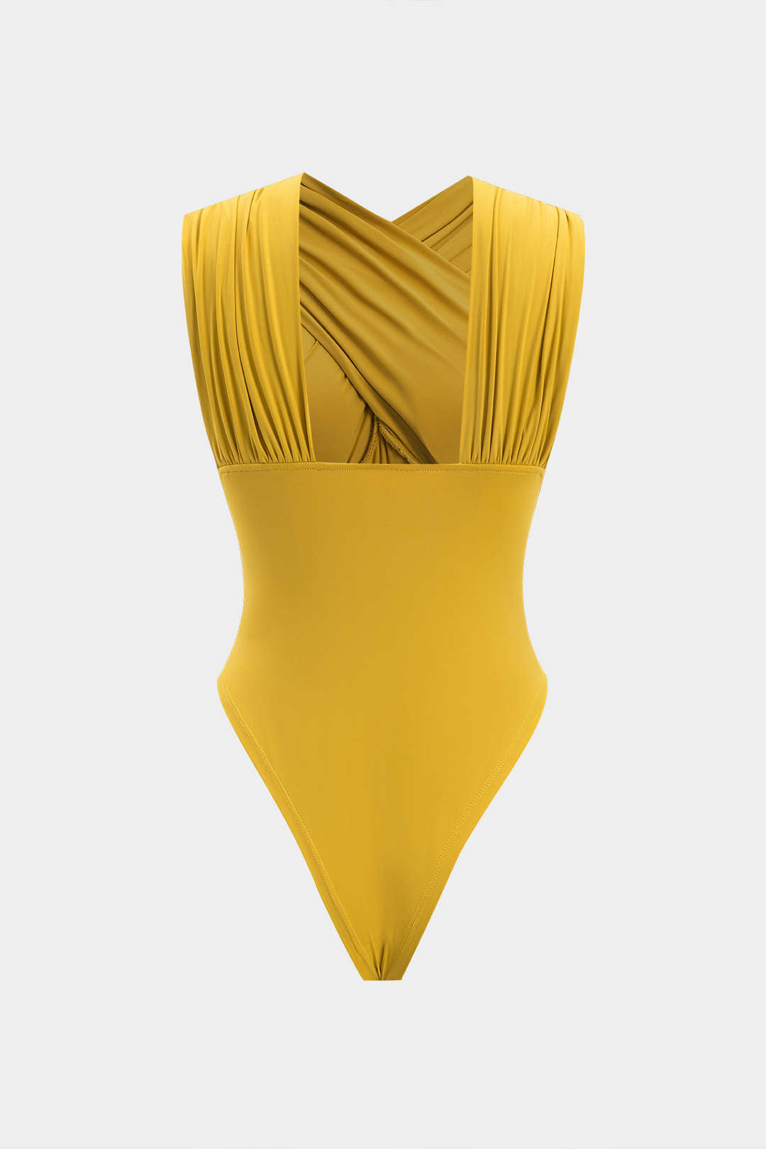 Ruched Crossed Backless Bustier Sleeveless Bodysuit