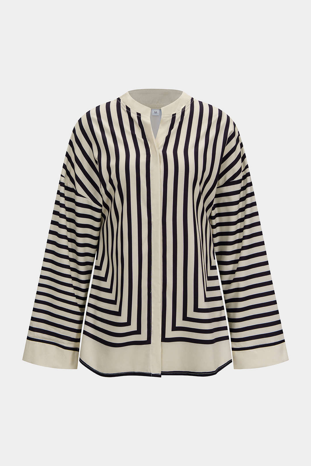 Chemise à manches longues en satin imprimée à rayures