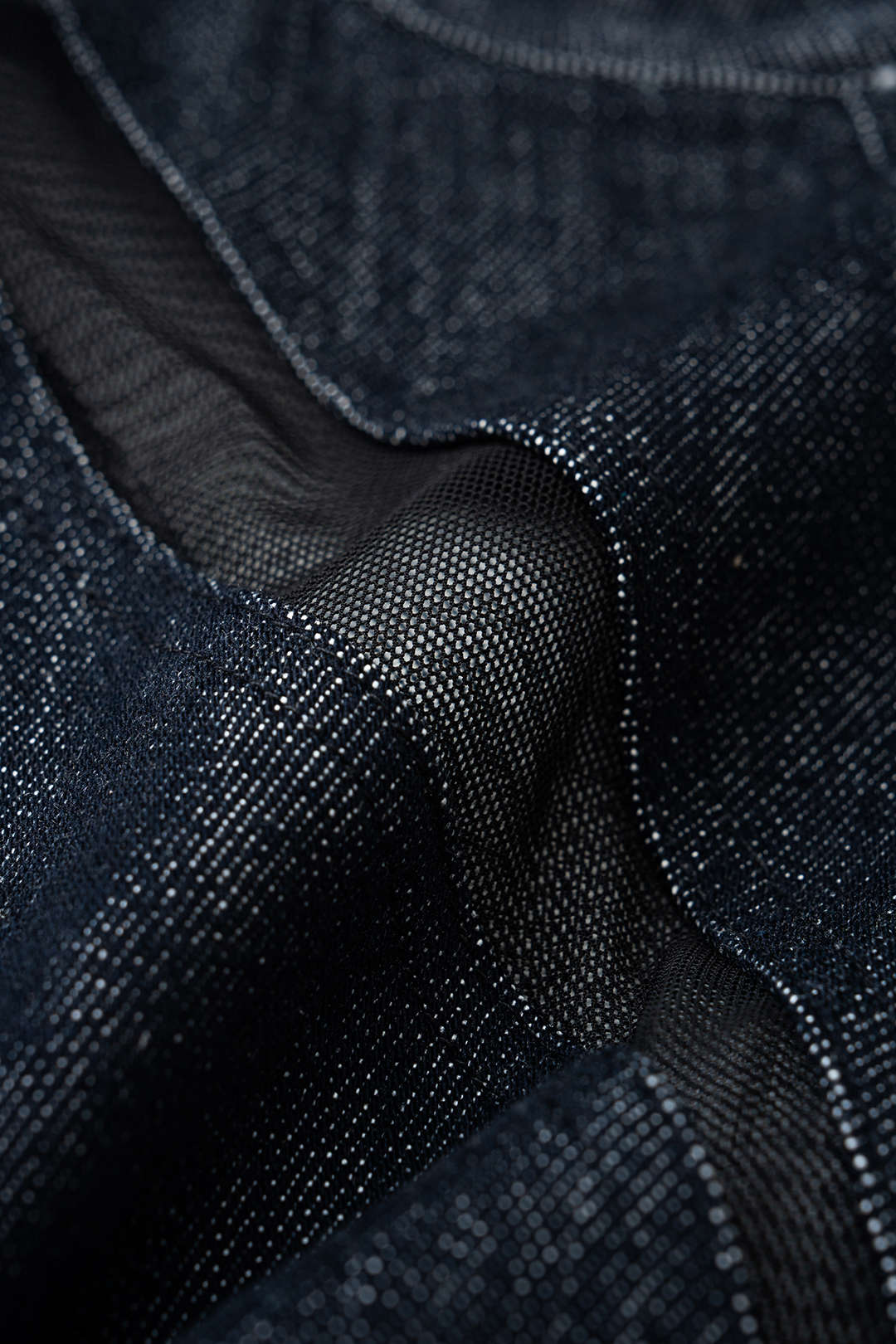 Jeans-Patchwork-Mesh-Transparenz-Reißverschluss-Cami-Top