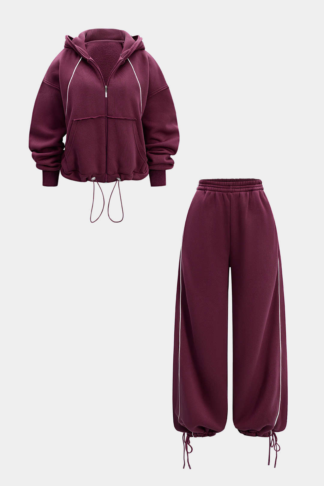 Kapuzenpullover mit Reißverschluss und Kordelzug sowie Hose mit geradem Bein zum Binden