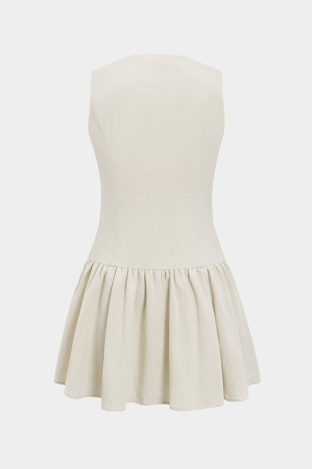 Linen Metallic Decor Cut Out Ruched Sleeveless Mini Dress