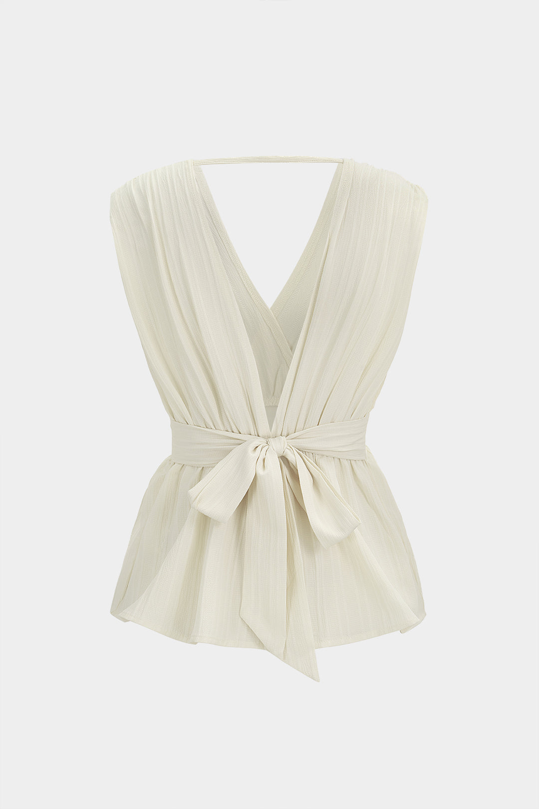 Textured V-Neck Tie Back Tank Top