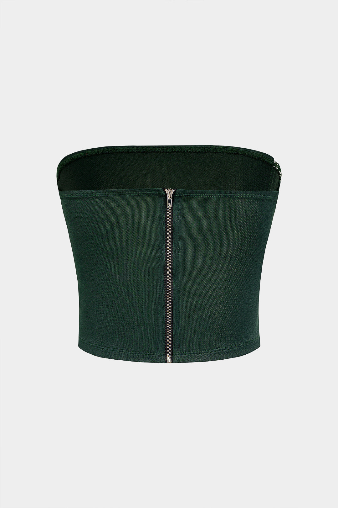 Gestreiftes Neckholder-Oberteil mit Reißverschluss