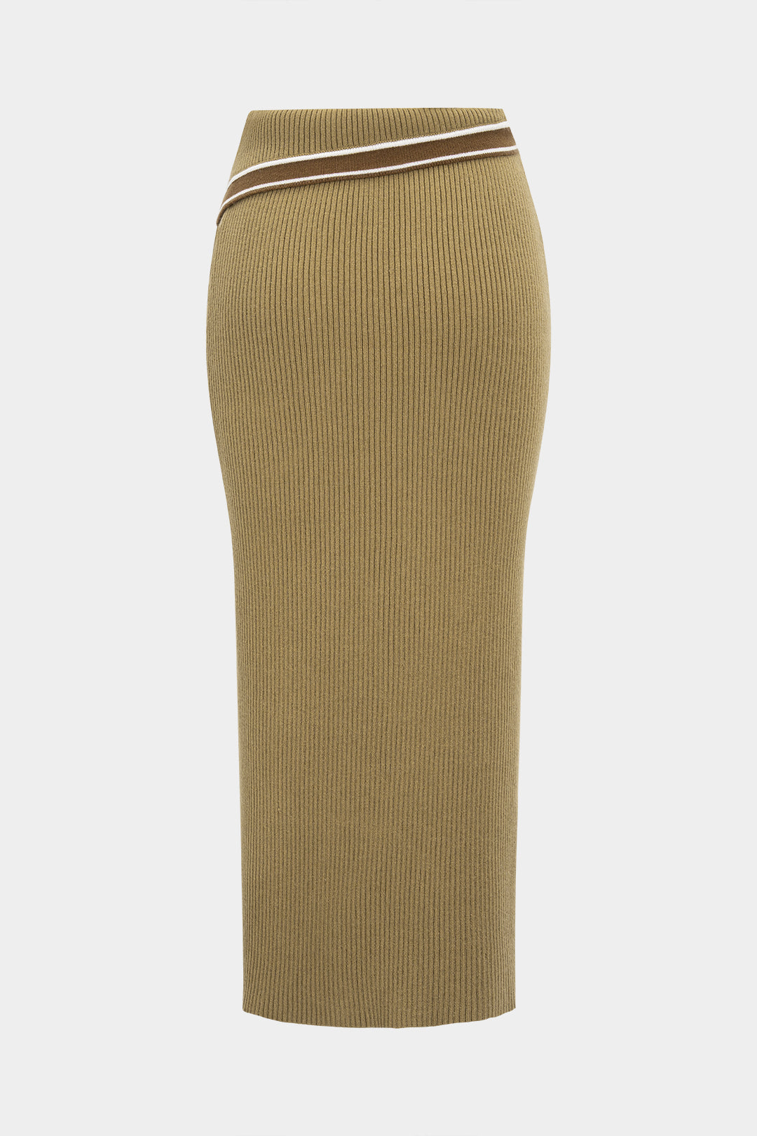 Knit Metallic Button Contrast Skirt