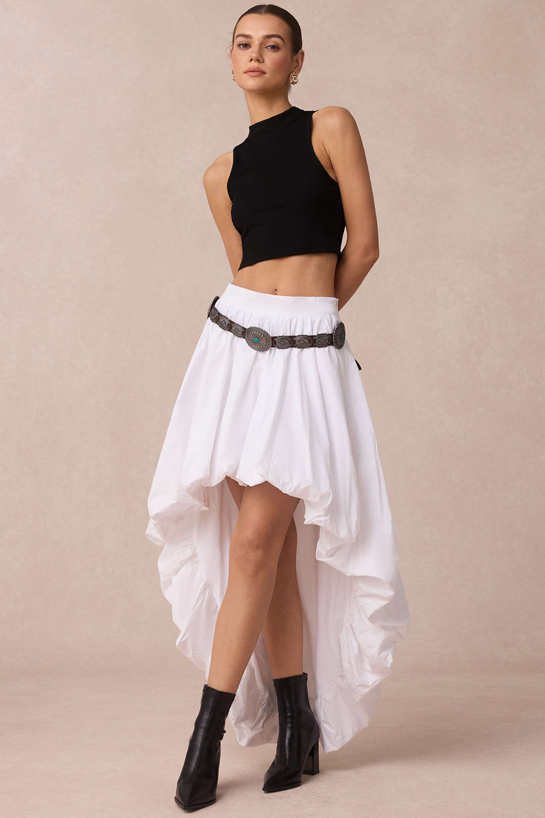 Irregular Hem Ruched Skirt