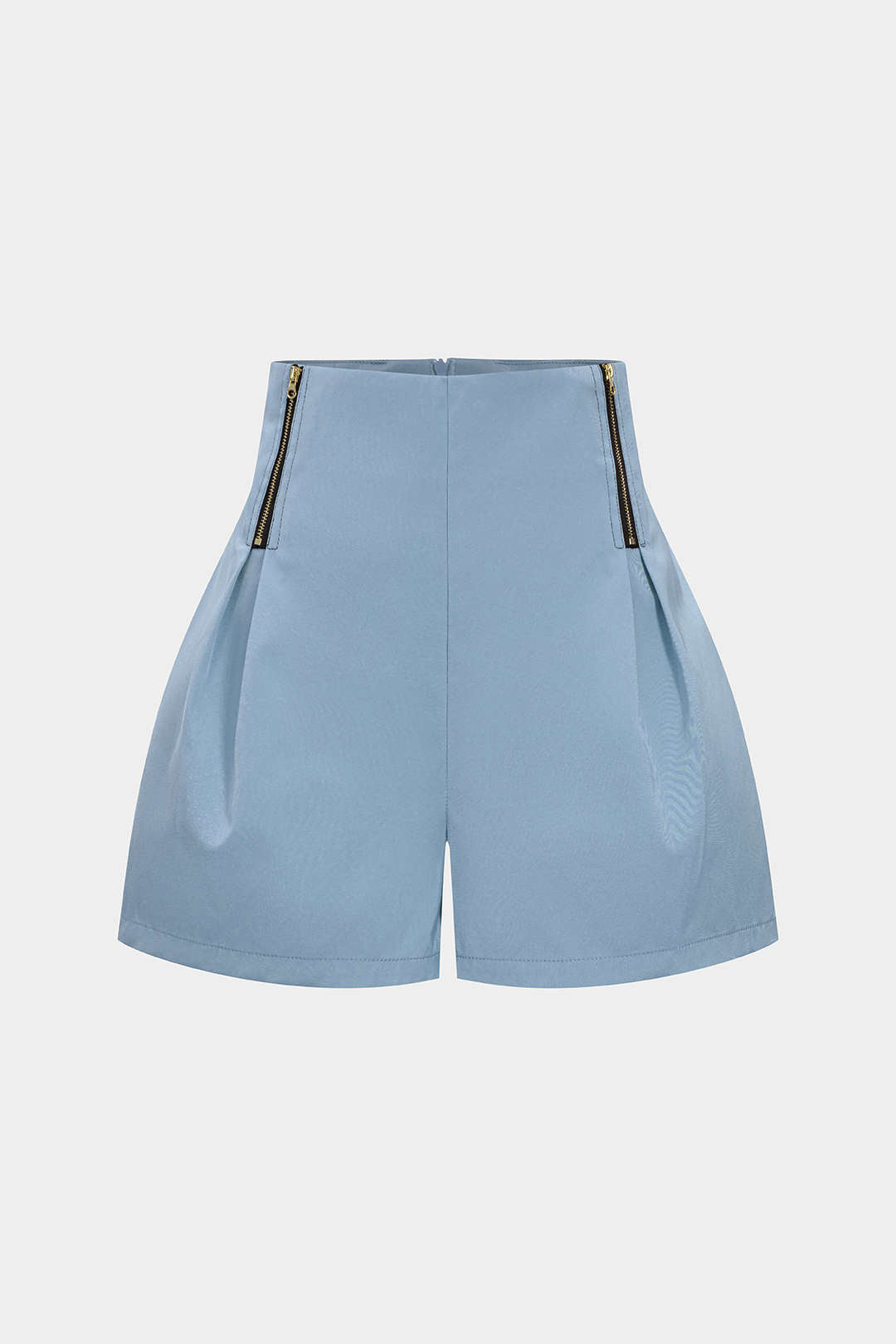 Short taille haute froncé avec fermeture éclair