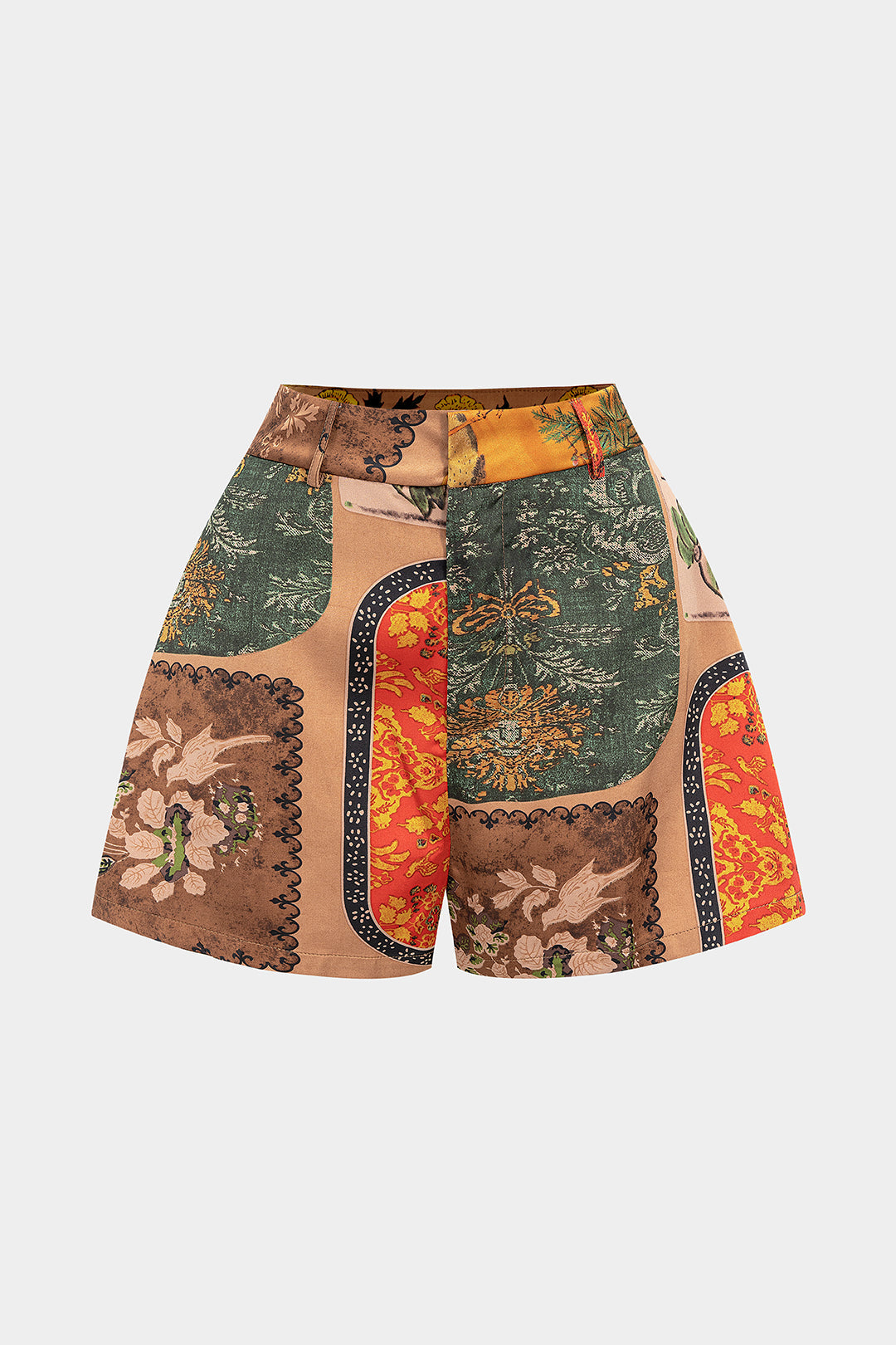 Shorts mit Blumenmuster und Kontrastdetails