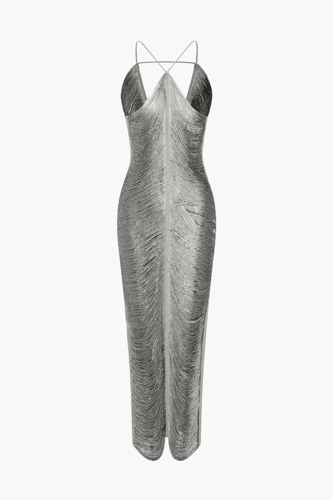 Robe mi-longue unie avec découpes et fente