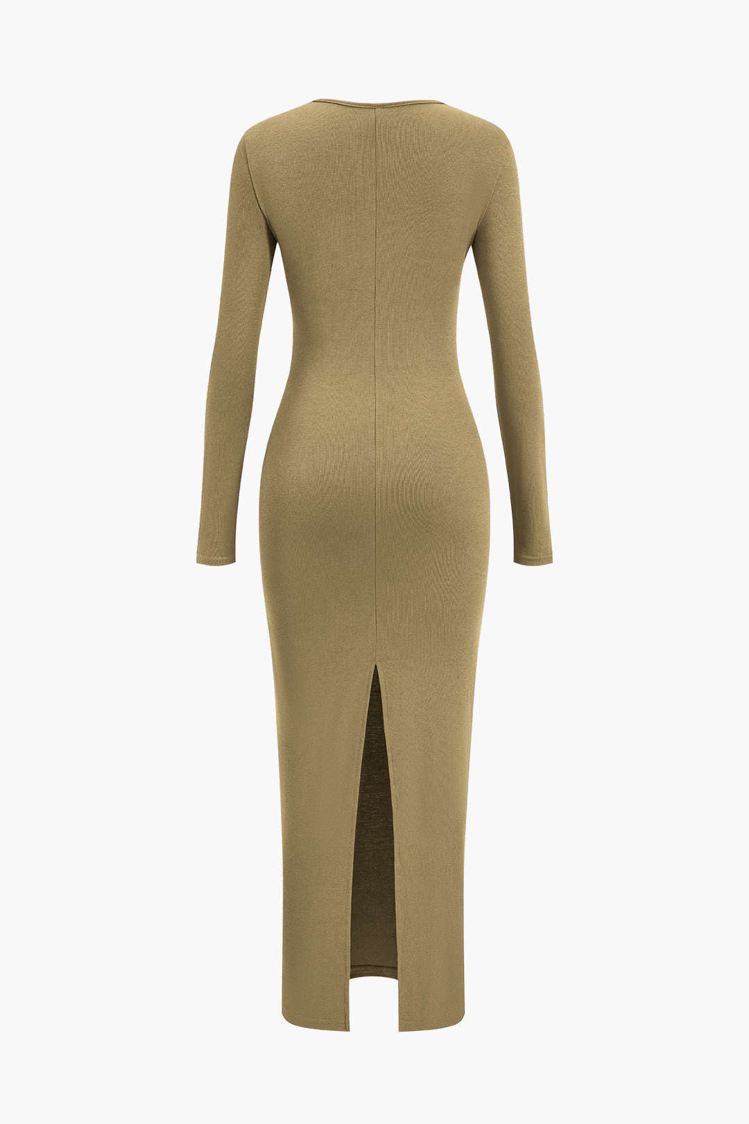 Robe longue asymétrique fendue au cou