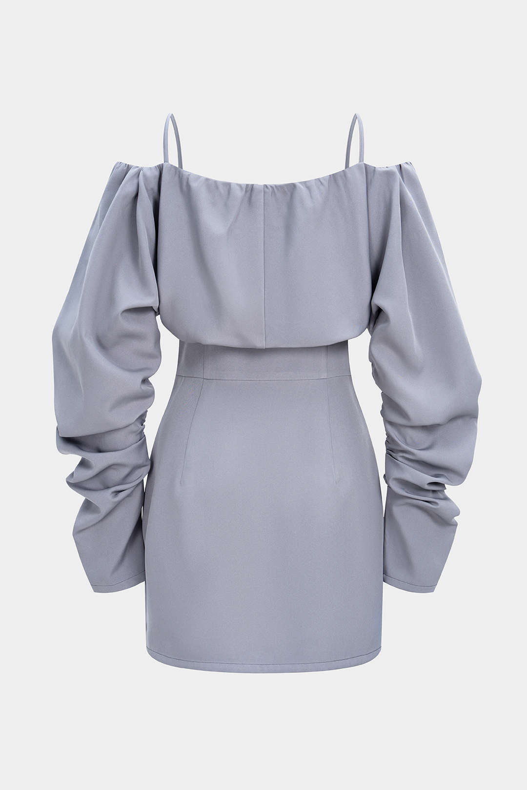 Carmen-Minikleid mit langen Ärmeln und Raffungen