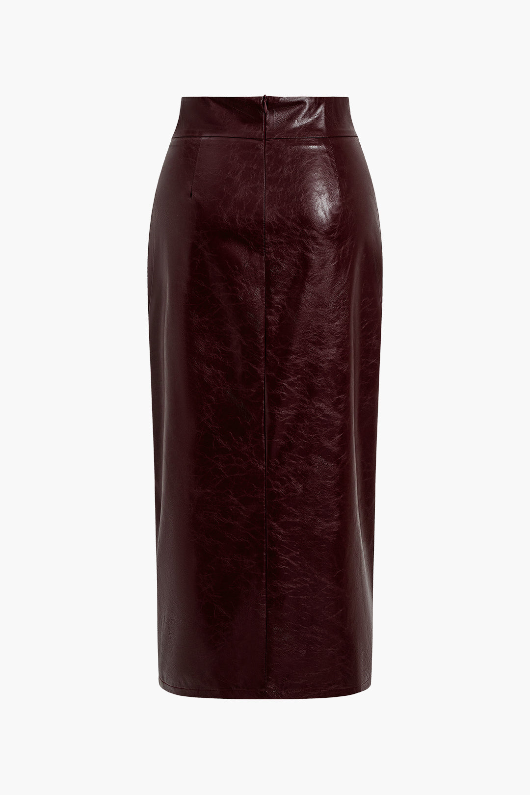 Faux Leather Side Slit Skirt