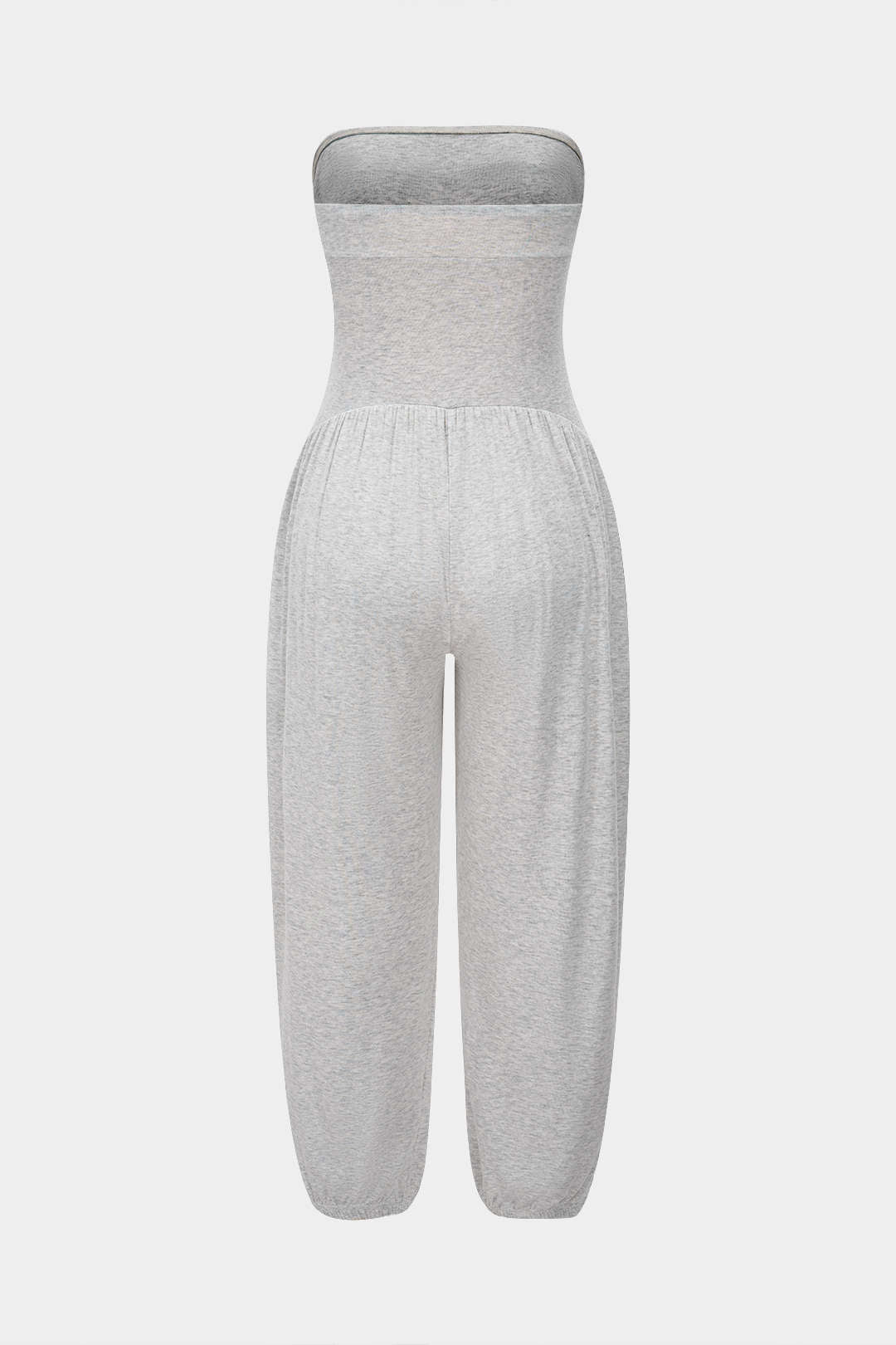 Einfarbiger geraffter trägerloser Jumpsuit