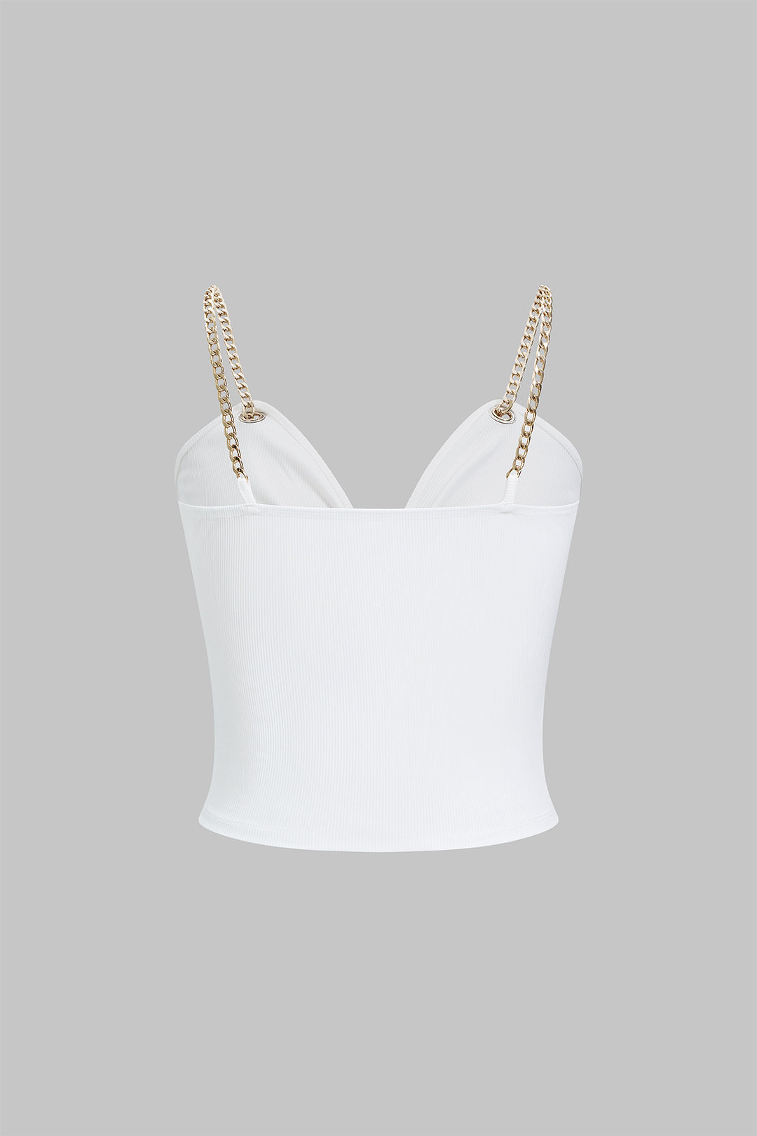 Metallic-Tanktop mit Kettendetail und offenem Rücken
