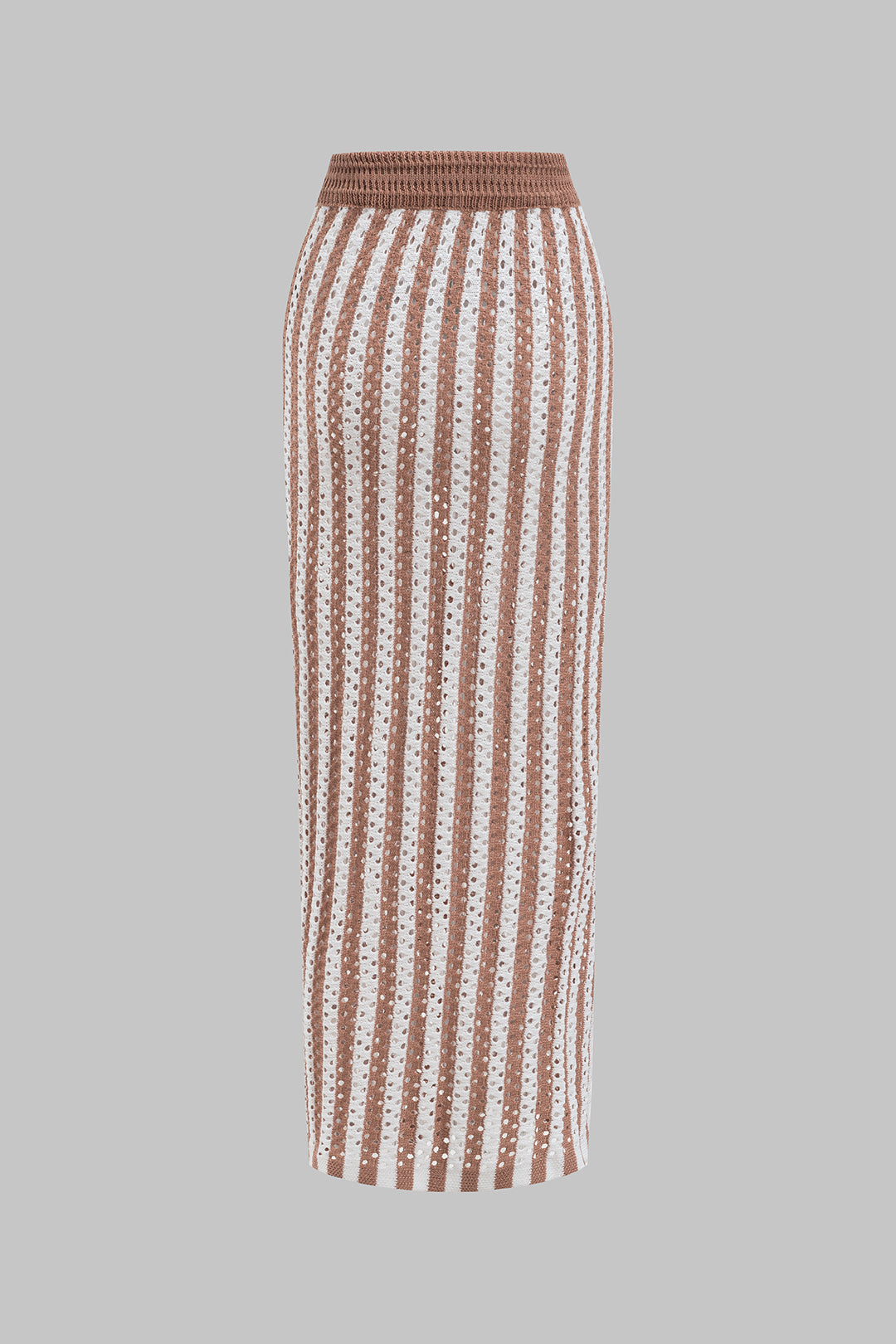 Ensemble caraco en tricot ajouré à col en V et jupe fendue à cordon de serrage