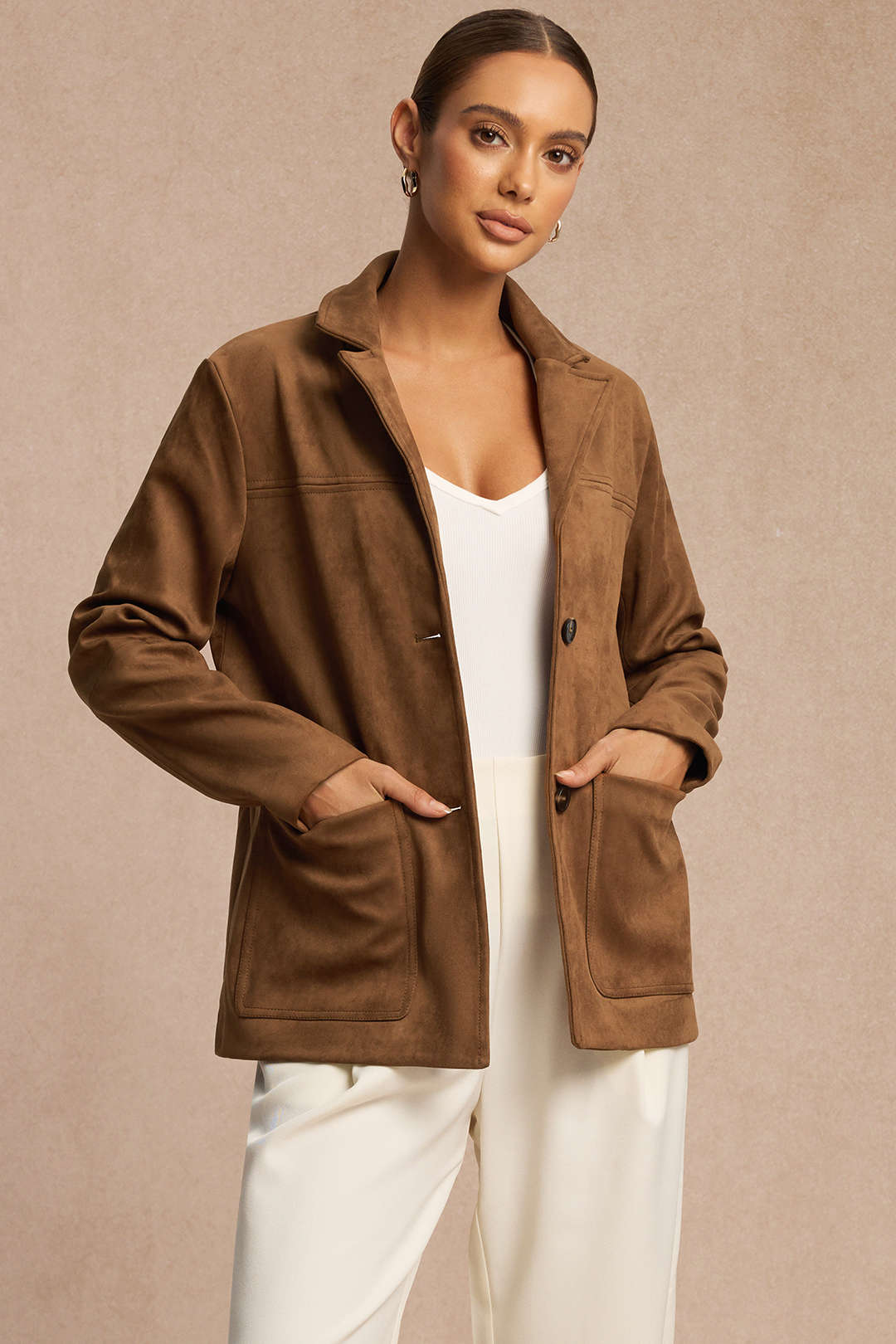 Wildlederblazer mit fallendem Revers