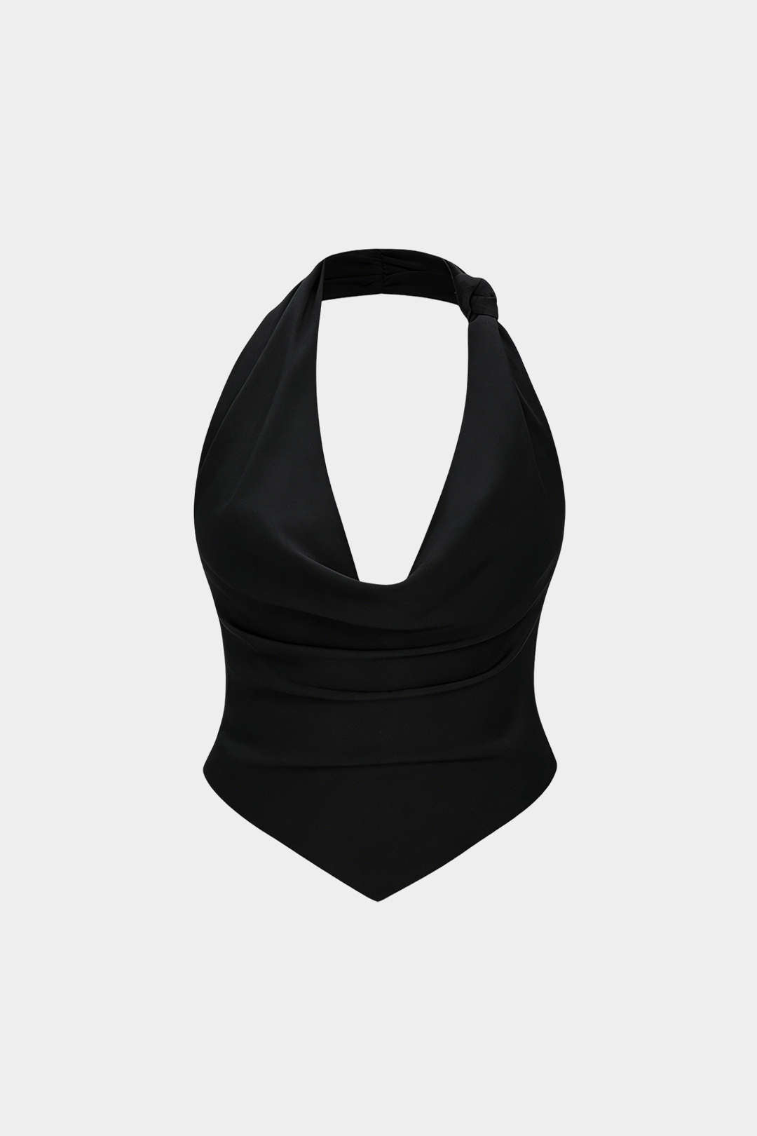 Halter Draped Cowl Neck Backless Ruched Sleeveless Top