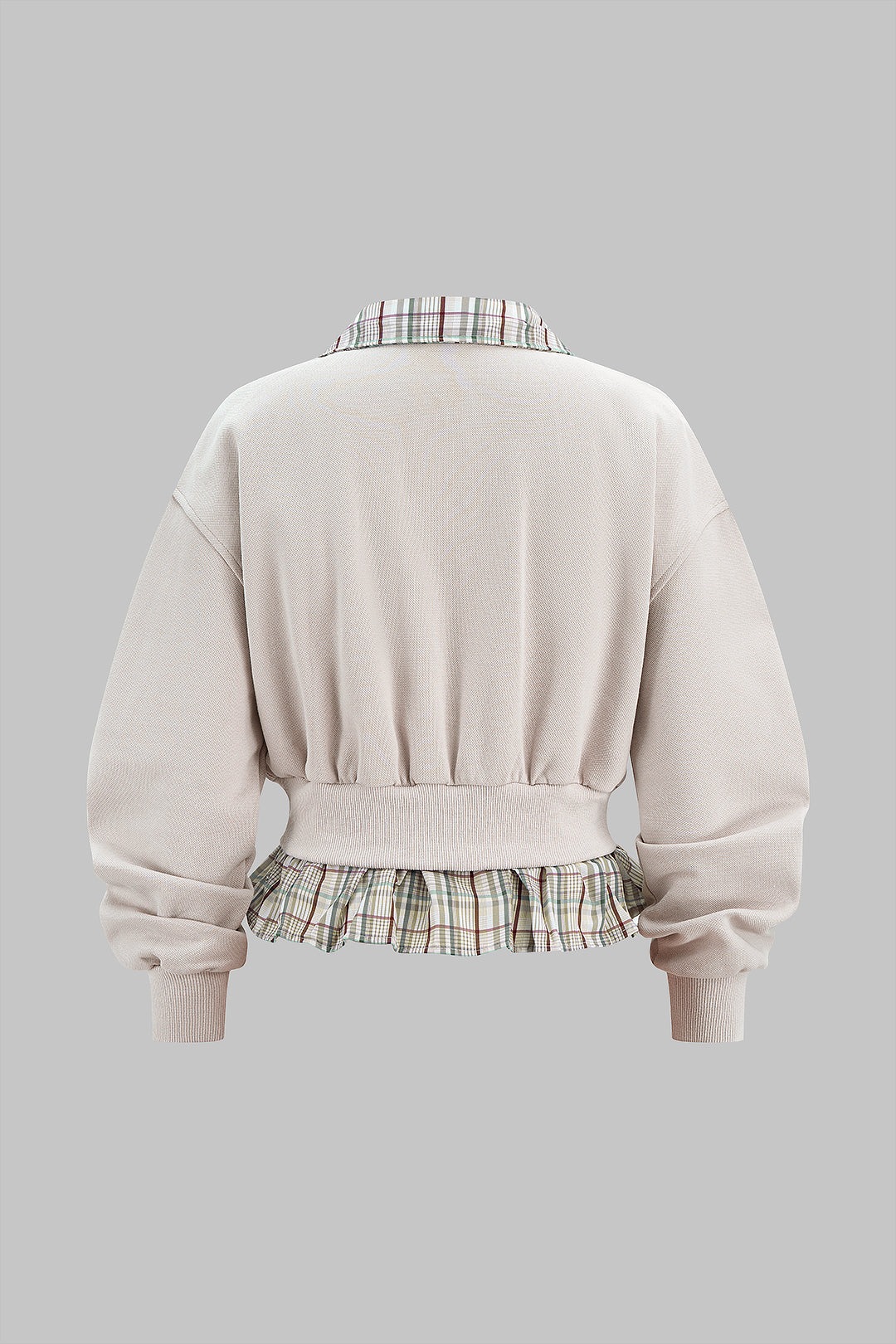 Sweat-shirt patchwork zippé à imprimé écossais