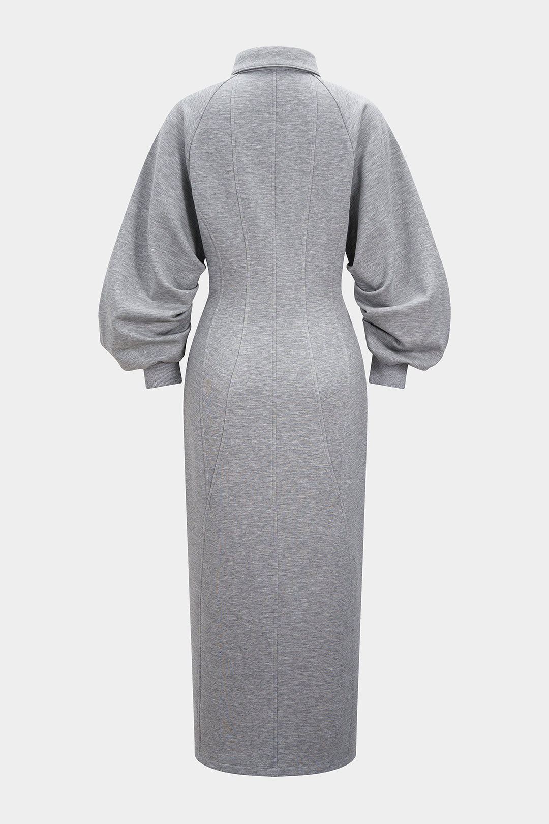 Maxikleid mit Reißverschluss und Reverskragen, Langarm