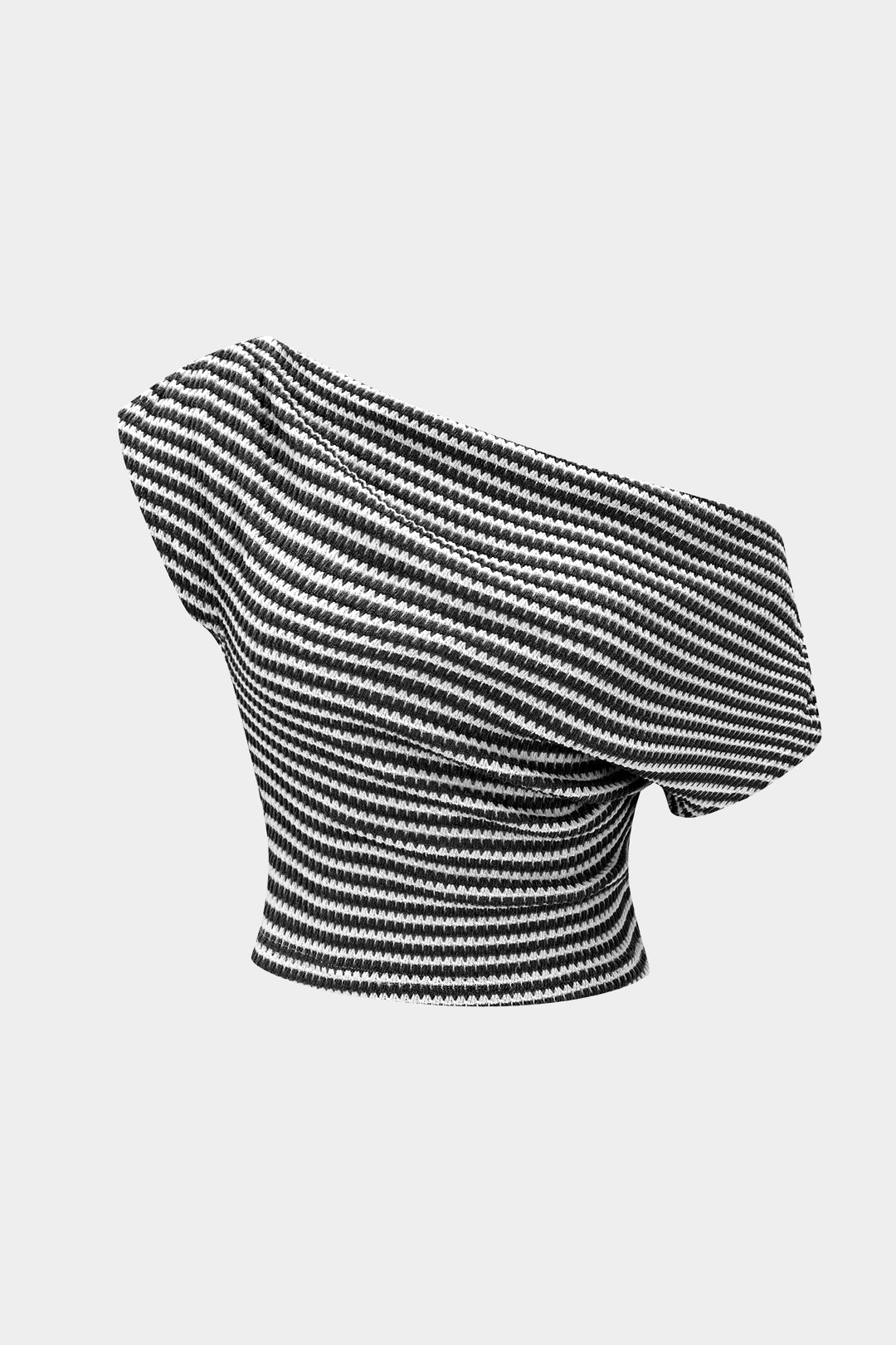 Stripes Print One Shoulder Short Sleeve T-Shirt