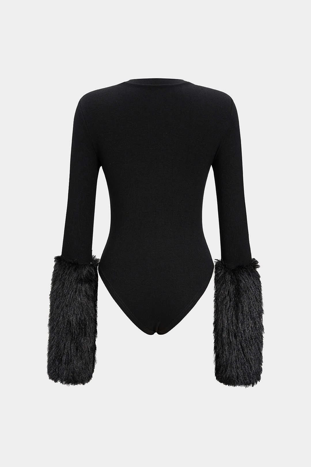 Patchwork Fur Long Sleeve Bodysuit