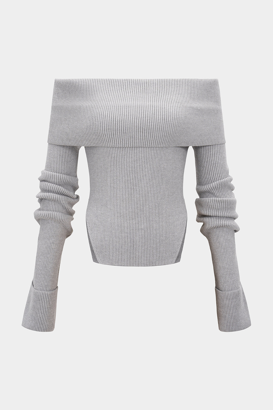 Strick-Off-Shoulder-Langarm-Top