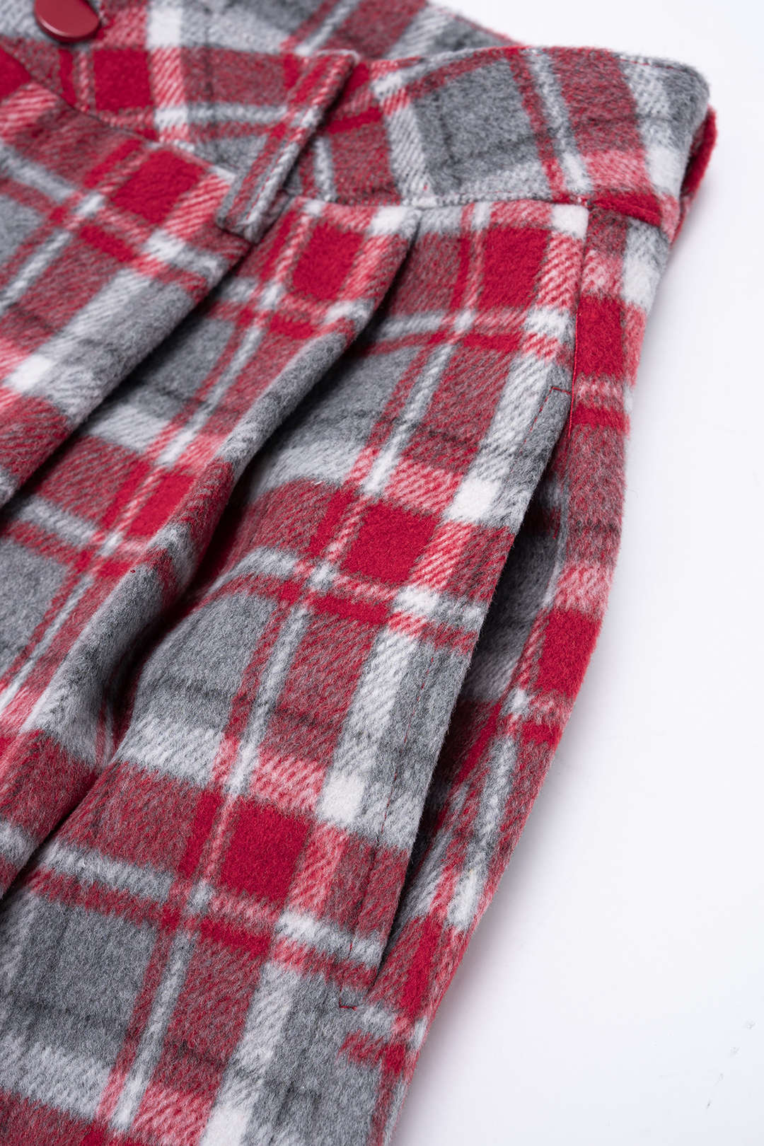 Solid V-Neck Long Sleeve Top And Plaid Print Wide Leg Pants Set With Scarf