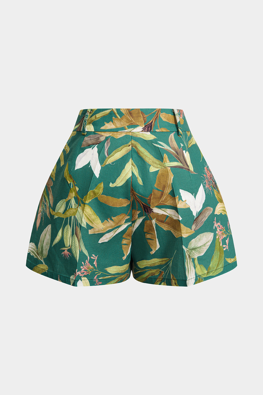 Shorts mit Blättermuster, hoher Taille und weitem Bein