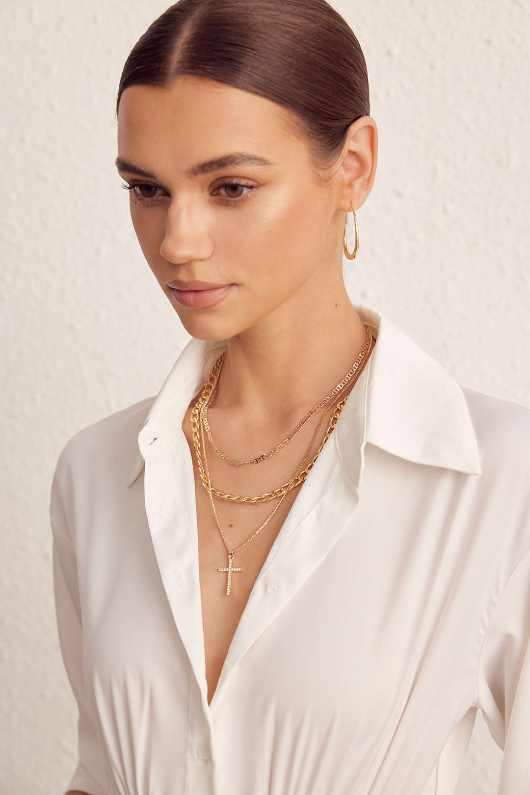 Cross Pendant Layered Necklace