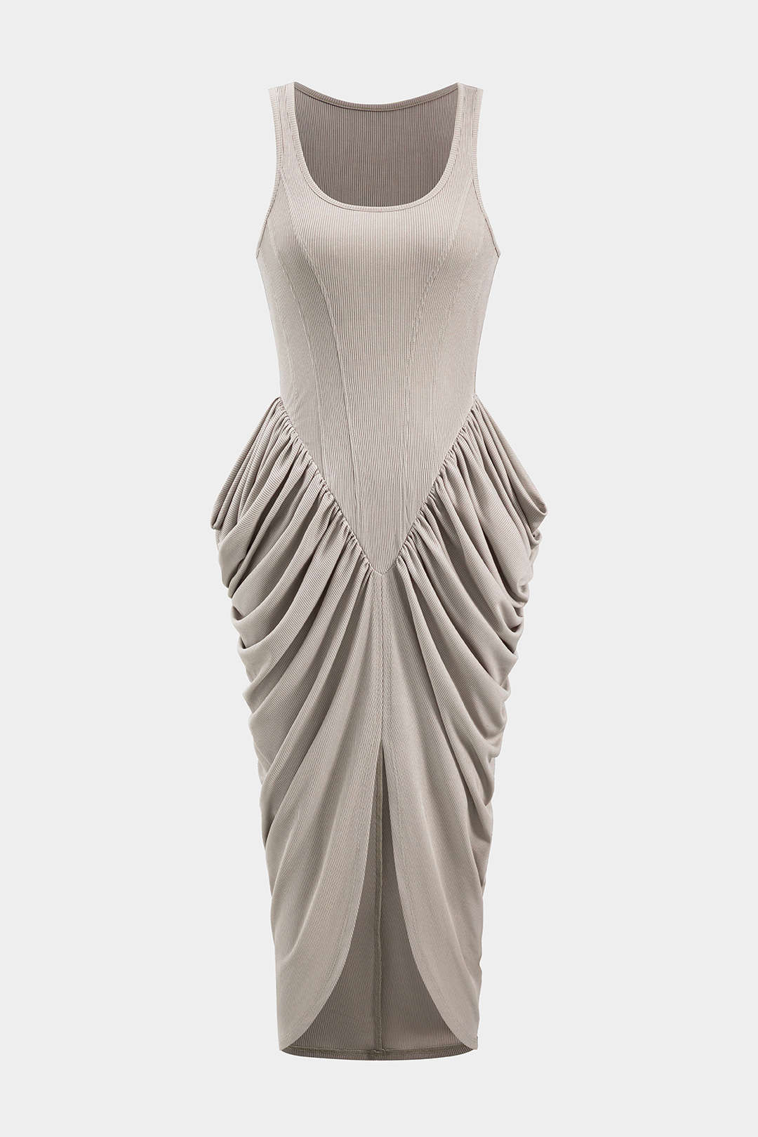 Robe longue froncée corset sans manches