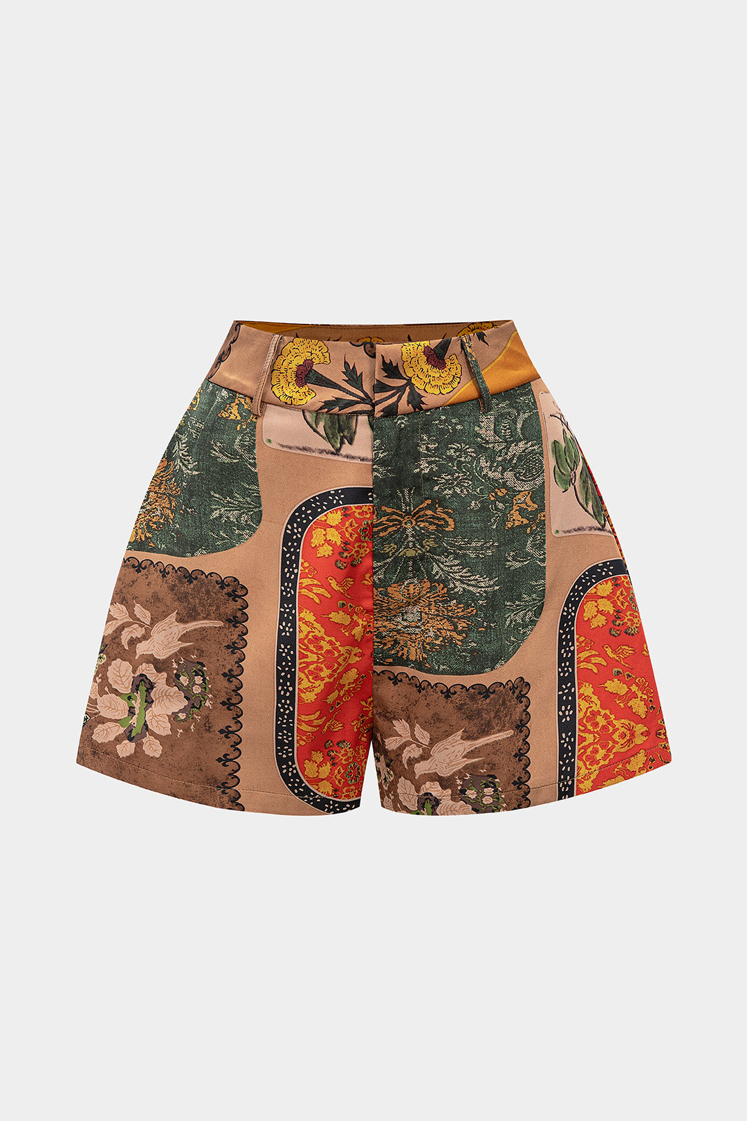 Shorts mit Blumenmuster und Kontrastdetails