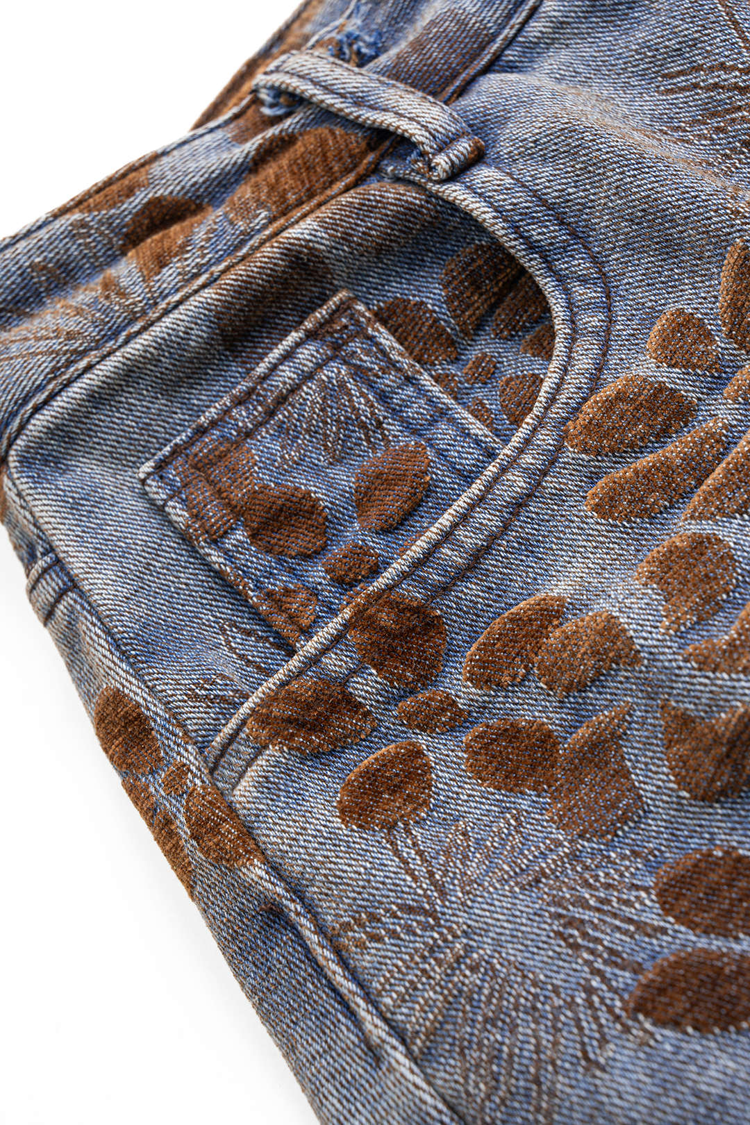 Jean taille haute à imprimé floral en denim avec poches