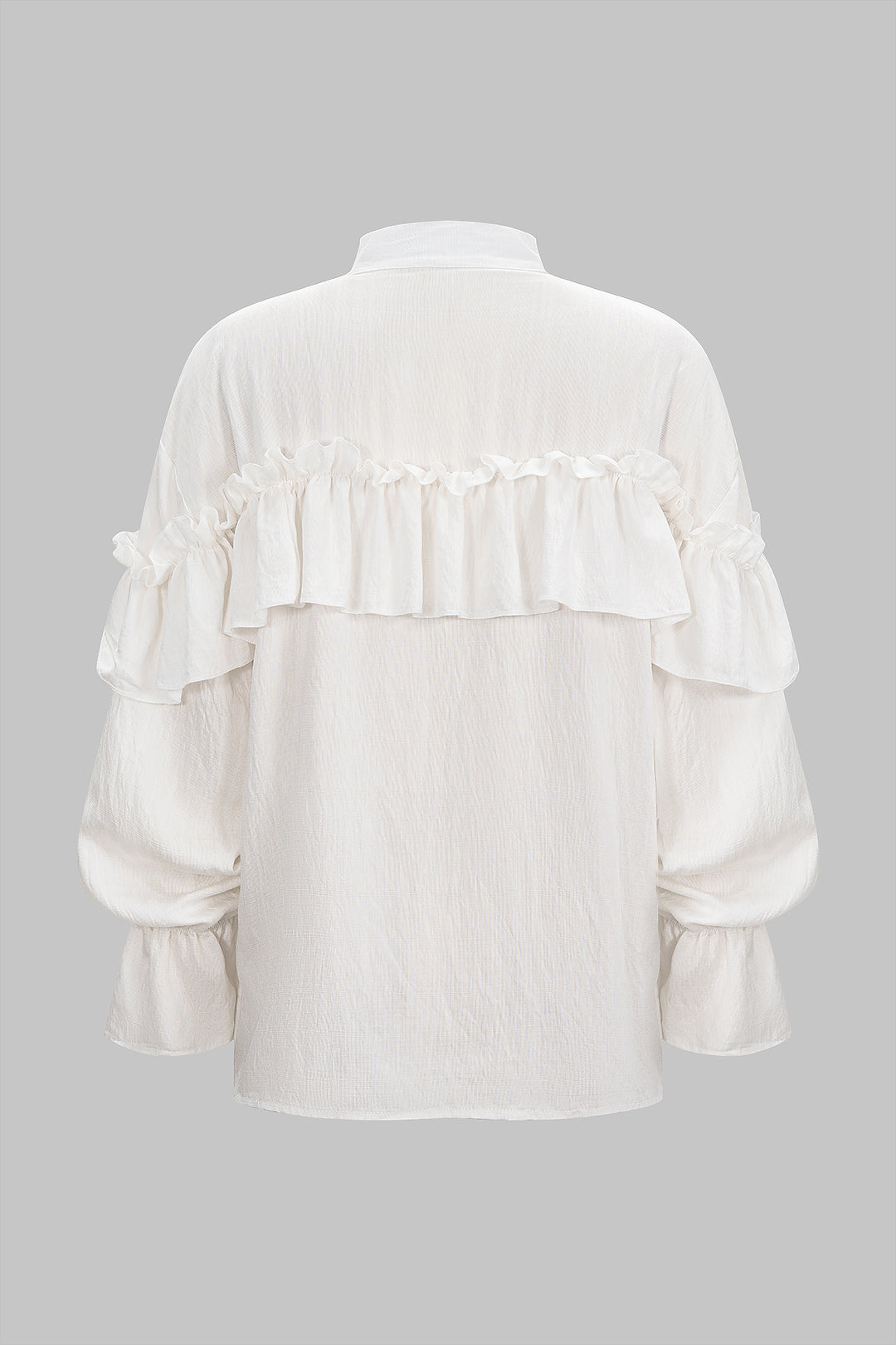 Einfarbiges Langarmshirt mit Rüschen