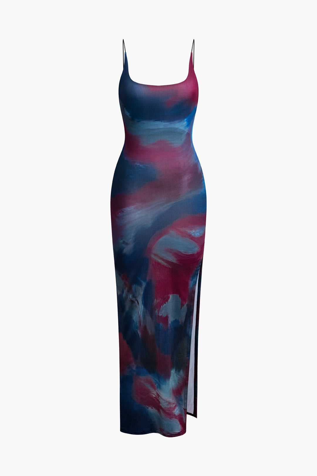 Robe Midi à Fente, Sans Dos, Tie-Dye